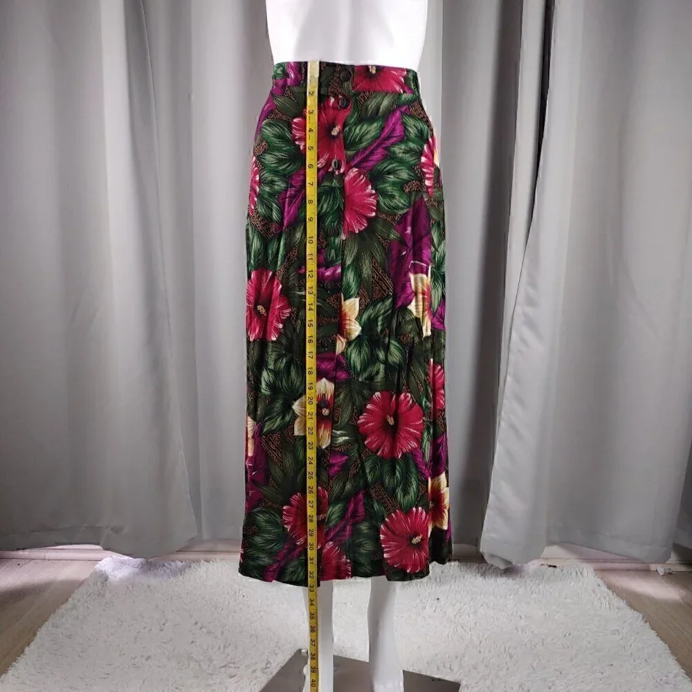 Bentley Women's Green, Pink Floral, Hawaiian 2 Pc Blouse & Skirt Suit Size 22W